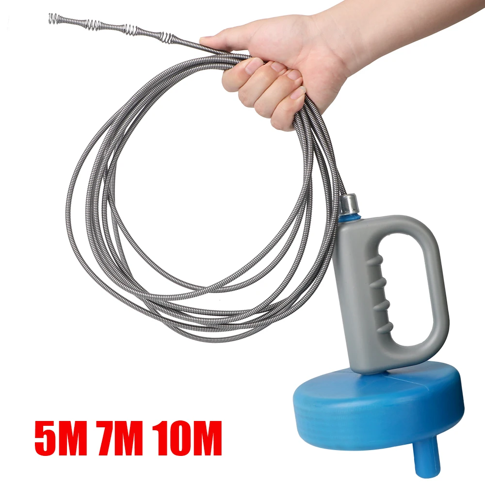 Handheld Clogged Remover Sewer Pipe Plunger Dredge Toilet Sink Drain Unblocker Bathroom Kitchen Cleaning Tools 5/7/10 Meters