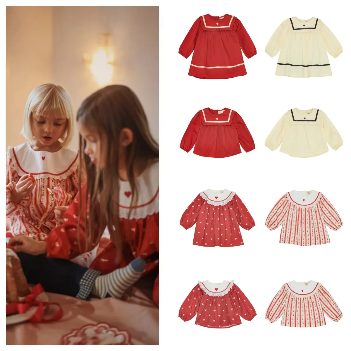 

FL 26 Spring and Summer Kids Girls Festival Dress Baby Girls Cute Printed Long Sleeve Shirts Children Clothes