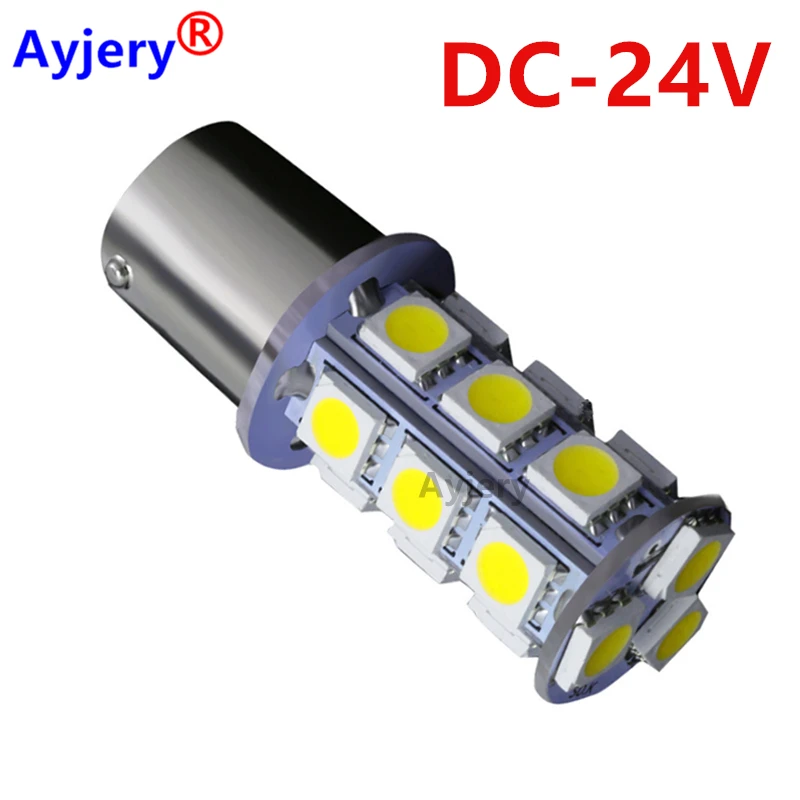 

4 шт., DC 24 В P21W 1156 BA15S 5050 18 SMD 1157 BAY15D фотолампы для автомобиля