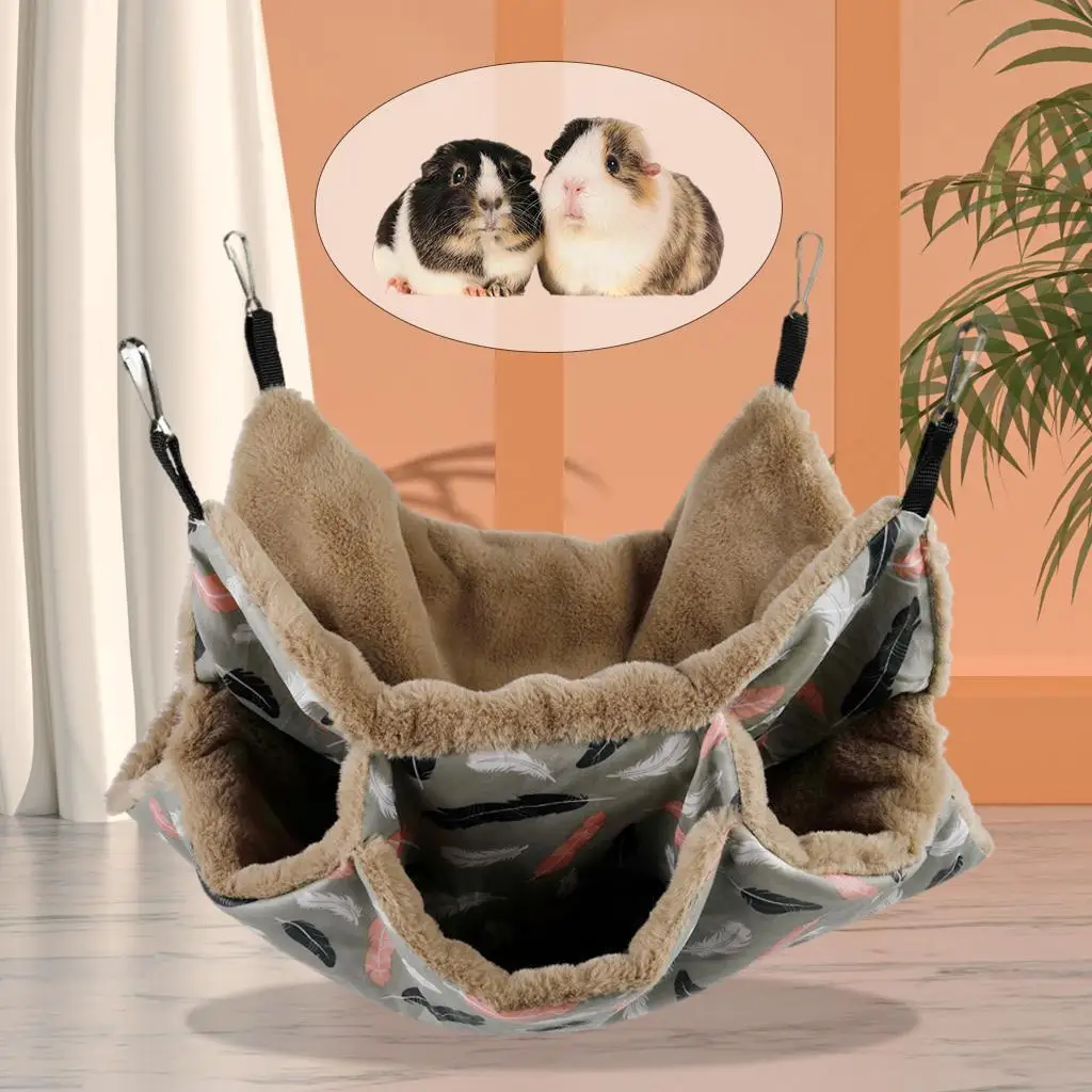 أرجوحة هامستر قطنية للحيوانات الأليفة الصغيرة ، سرير معلق بثلاث طبقات ، منزل دافئ ، نفق للشينشيلا والقوارض ، ملحقات القفص #3