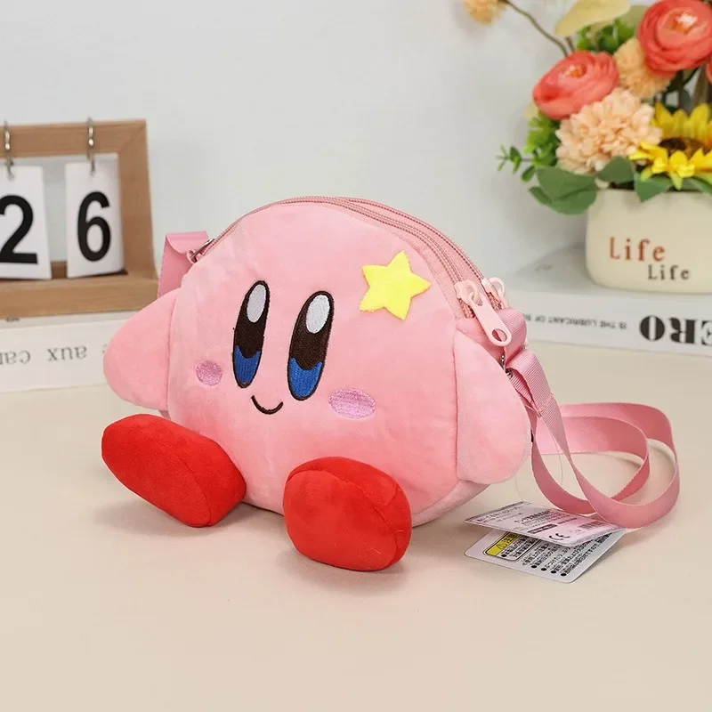 Star Kirby Cartoon Women Plush Crossbody Bag Anime Portable Travel Kawaii Zipper Phone Bag Cute Girls Bilayer Messenger Bag Gift