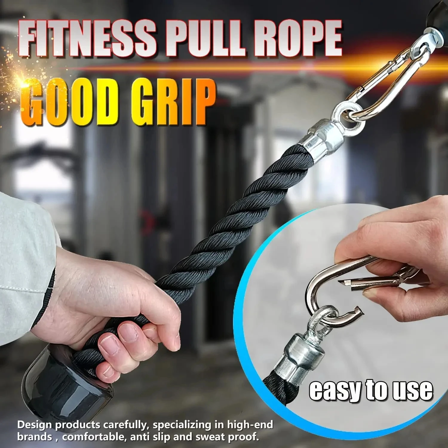 70cm/120cm/150cm Triceps Rope, Fitness Home Gym Pulldown Machine Handle, Biceps Triceps Back Shoulder Muscle Exerciser Fitness E