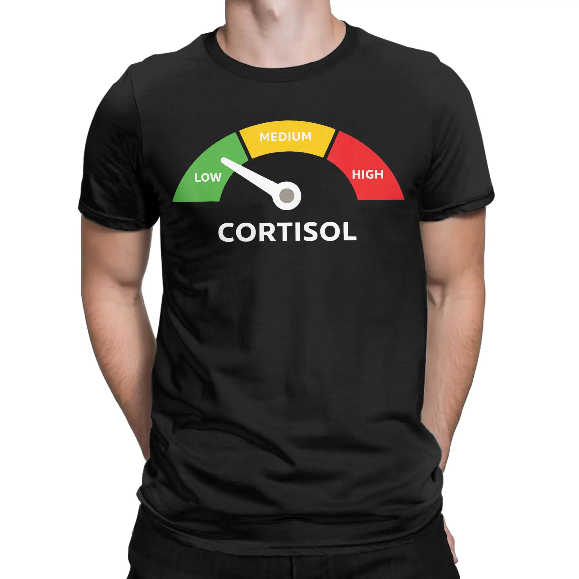 Low Cortisol Levels Meme Funny Men T Shirts  Vintage Tee Shirt Short Sleeve Crewneck T-Shirts Cotton Big Size Tops