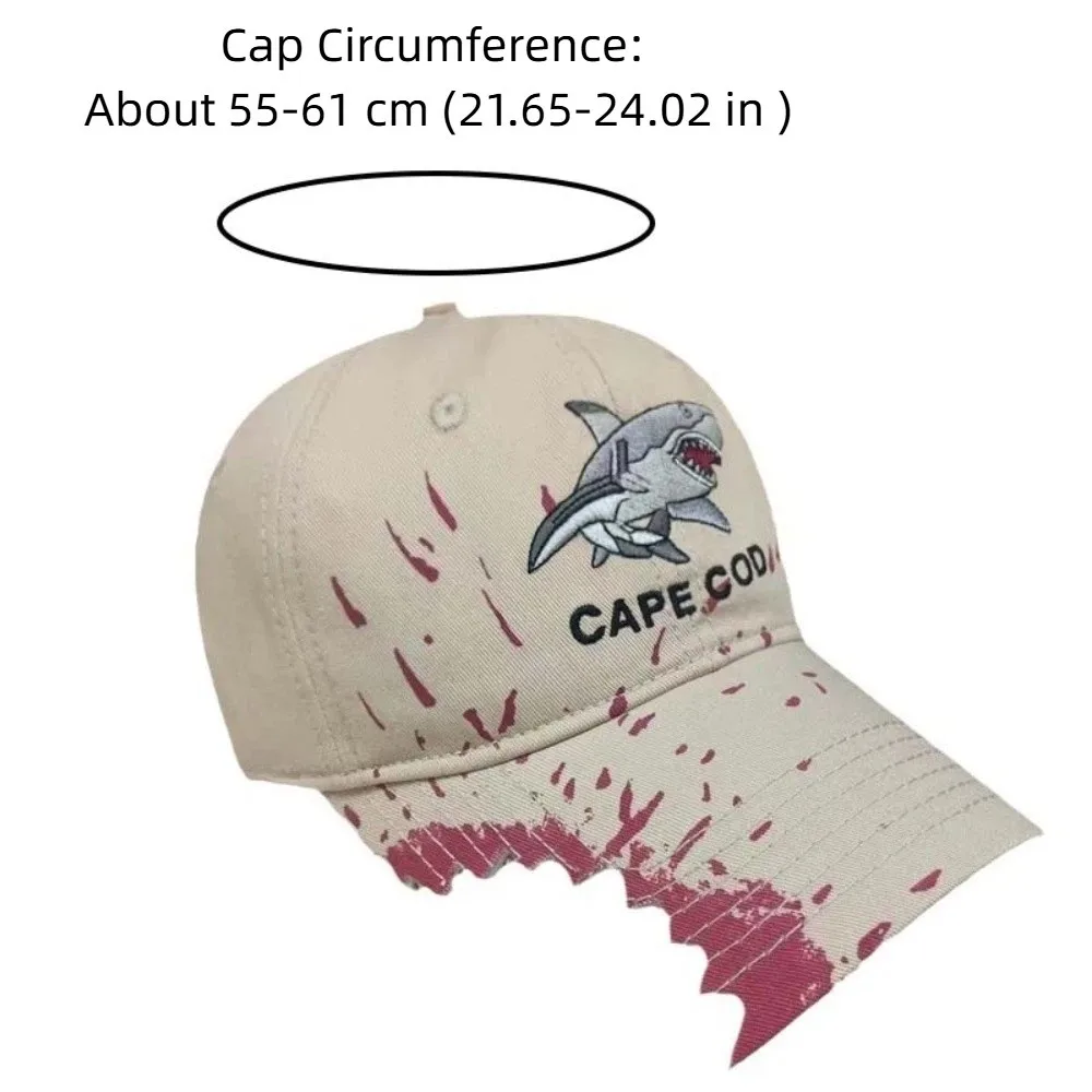 Chomped Brim Design Shark Bite Cap Premium Cotton Vibrant Fabric