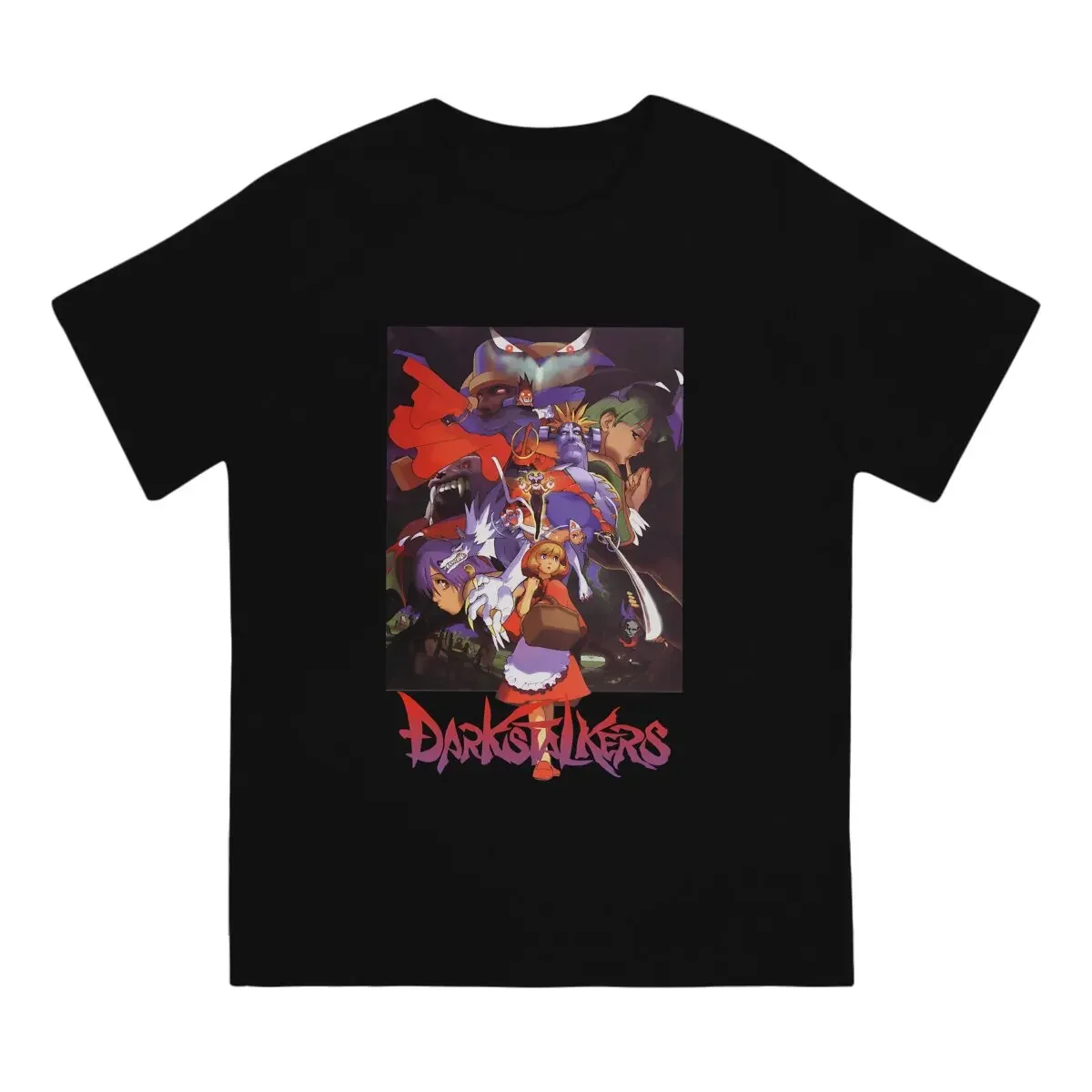 Vampire Savior T Shirt Men's  Cotton Funny T-Shirt Round Collar Darkstalkers Game Tees Short Sleeve Clothes Classic