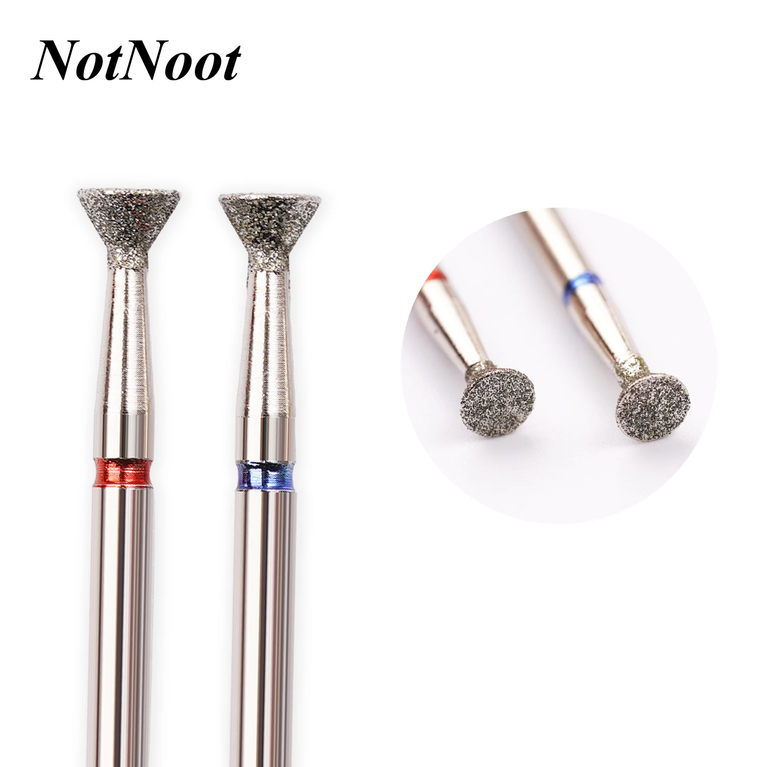 2 szt. Frez diamentowy do skórek 3/32 cala, bezpieczny frez z węglika spiekanego do czyszczenia pod paznokciem, do usuwania martwego naskórka i przygotowania paznokci (F & M)