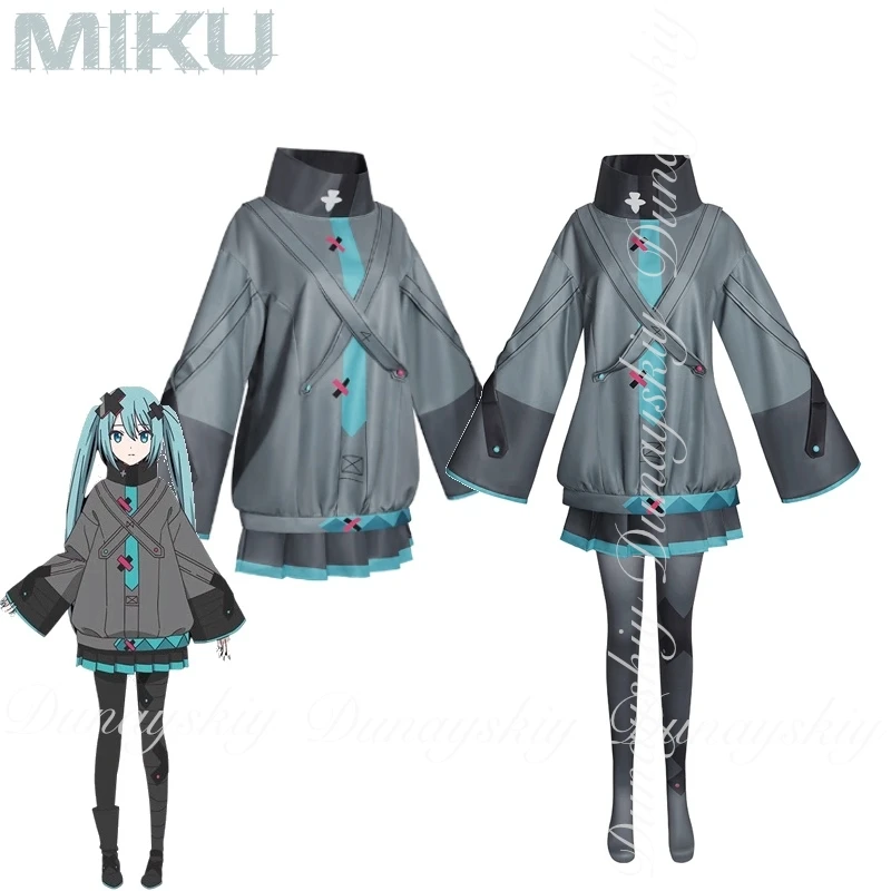 المغني الافتراضي أنيمي ميكوكو تأثيري مع تنورة رمادية وشعر مستعار خطط العالم المستقبلي مليئة بالنجوم تأثيري حلي جميع المجموعة