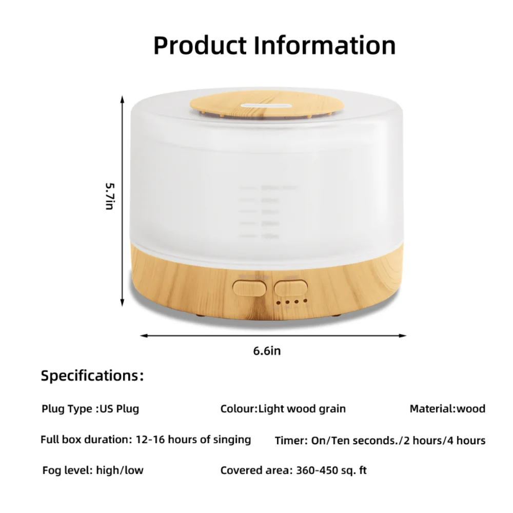 Kit completo per aromaterapia Diffusore di oli essenziali da 500 ml 6 oli terapeutici (lavanda, eucalipto e altro), 7 luci colorate, auto-