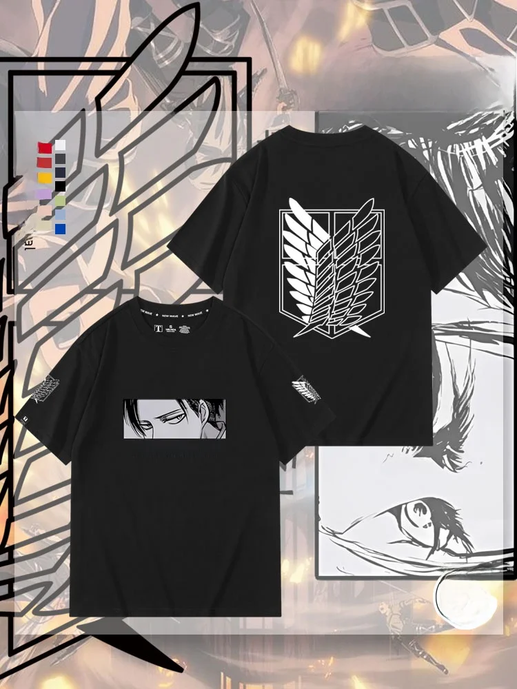 アタ・オン・タイタン-フリーウィング-コットン-tシャツ-オルト・エクス-カジュアル-ファッション-通気性のあるサマートップス-メンズ-レディース-カップル用