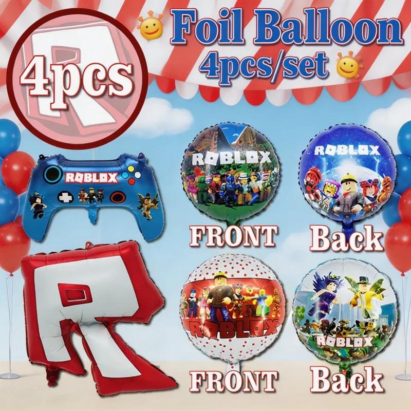 Roblox Aluminiumfolienballon-Kombination: Themen-Geburtstagsdeko, Ballon-Fest-Szenen-Layout, Party-Verzierungszubehör – Detail 3