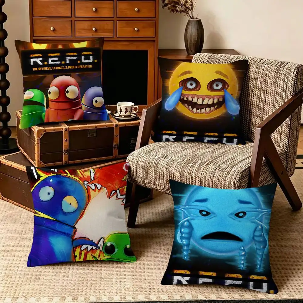 Hot Game-R.E.P.O.   Decorative Polyester Throw Pillow Cover Square Suitable for Home Office Coffee Shop Decor