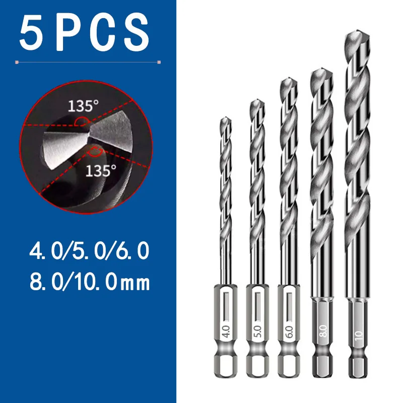 5PC Super Sharp Weiß Stahl 1/4 Sechskantschaft Spiralbohrer Edelstahl Spezielle Hohe Härte Bohren Stahl Legierung Bohrer – Detail 6
