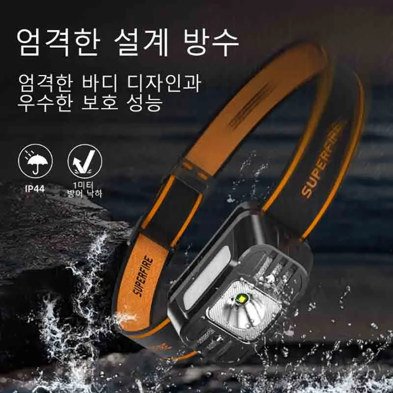 SUPERFIRE 미니 LED USB C 충전식 고출력 미니 헤드 램프 라이트 센서 헤드라... - 3