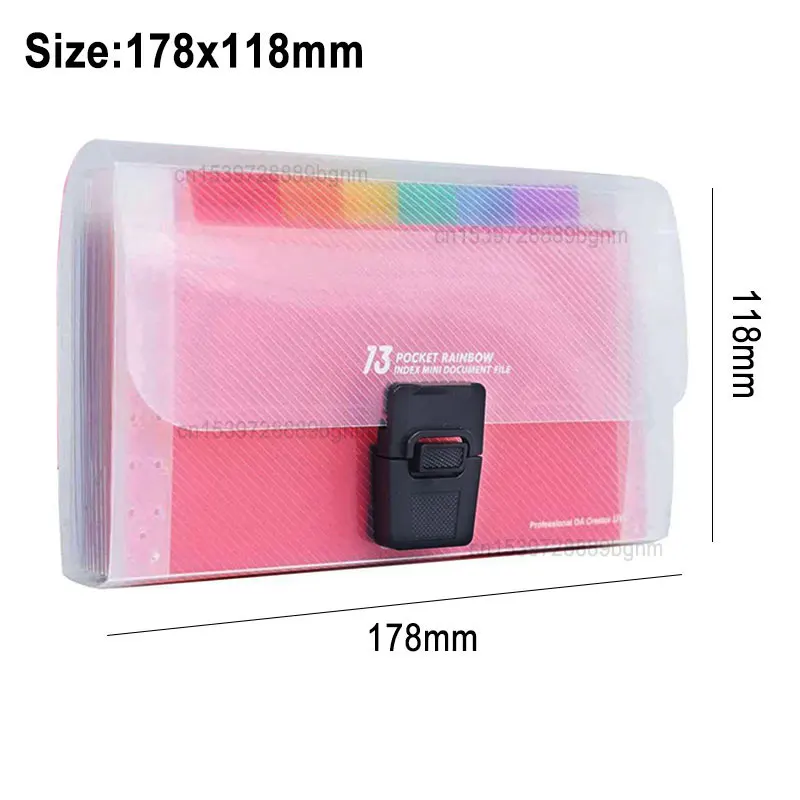 13 Pockets Mini A6 Expanding Wallet File Folder Ticket Bill Receipt Classification Organizer Case Office Buckle Storage Bag