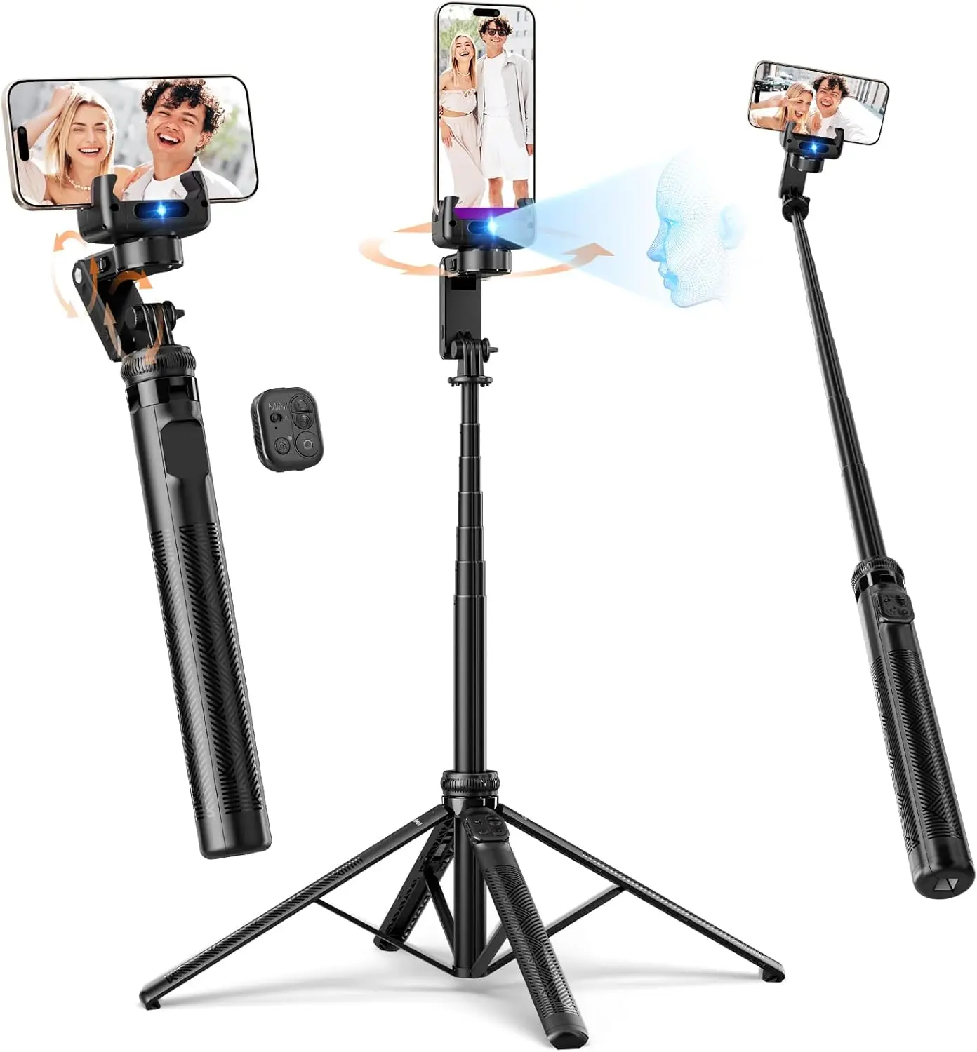 

Rollei Auto Face Tracking Tripod, Upgrade Smartphone Gimbal Stabilizer 61'' Selfie Stick Tripod Holder for iPhone/Android Vlog