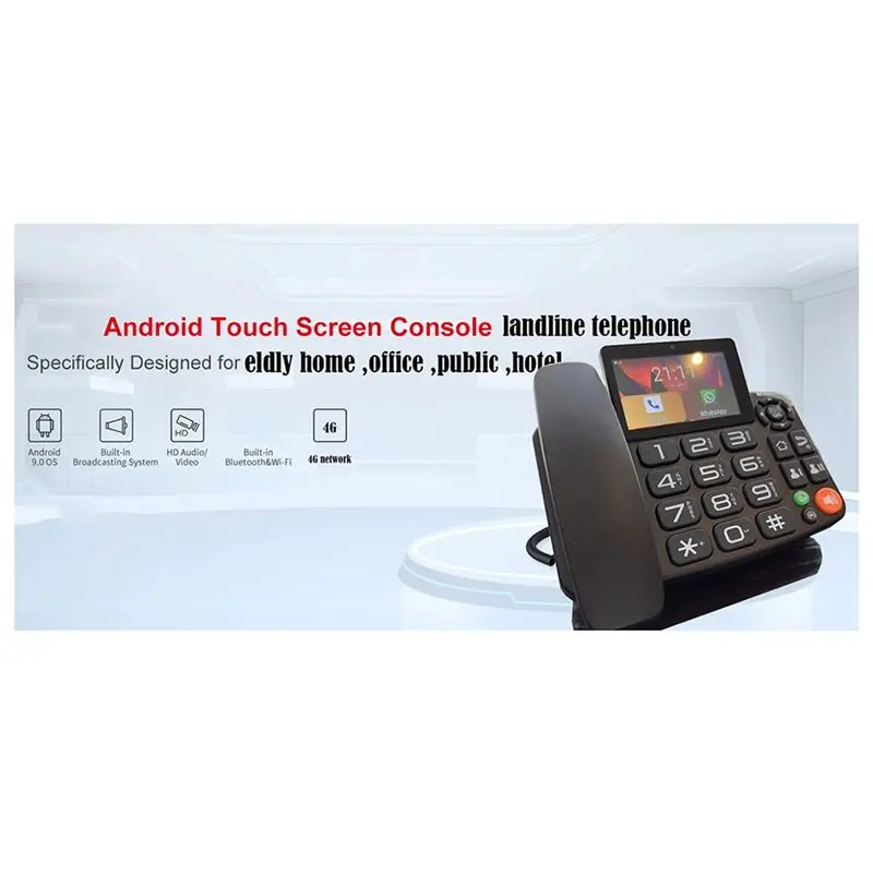 FULL-TUYA WIFI Video Recording Phone Cordless SIM Card Phone With 4G Network And Radio Alarm For Home Office EU-PLUG