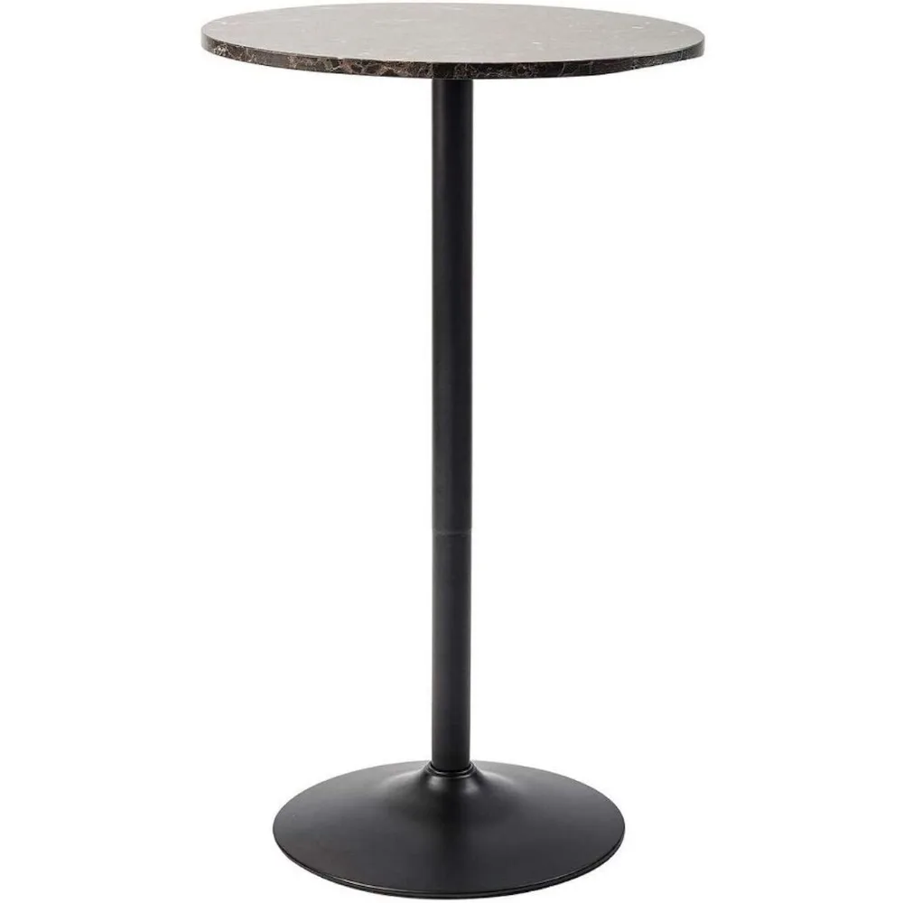 Pearington Round Bar Faux Marble Top and Black Base, 1-Pack Pub Table