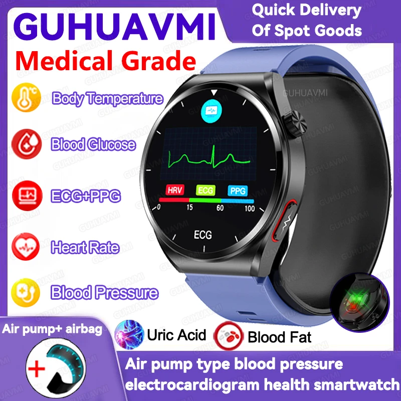 Für xiaomi ios Präzision Blutdruck Herzfrequenz Gesundheit Smartwatch Luftpumpe Airbag Männer Frauen Blutzucker Lipid EKG ppg Uhr