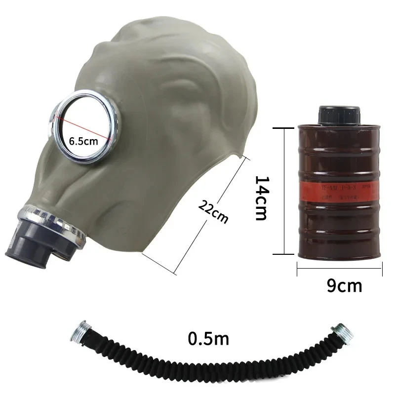 Gray/Black Natural Rubber Full Face Gas Mask Chemical Respirator Ghost Mask With Hose Filter For Painting Spraying Pesticide CS