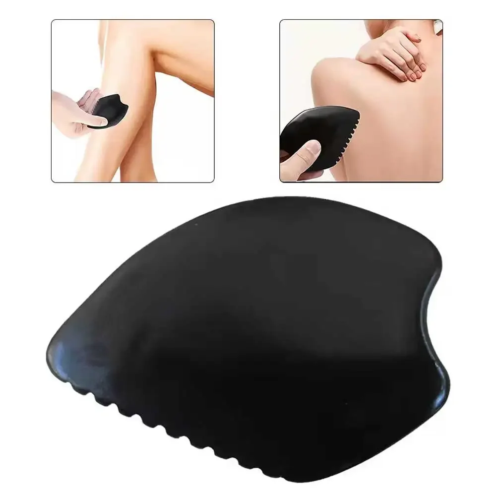 1Pc Zwart Natuurlijke Bian Steen Guasha Board Schraper Gereedschap voor Gezicht Nek Lichaam Druk Therapie Gezichtsverzorging Massager Tool