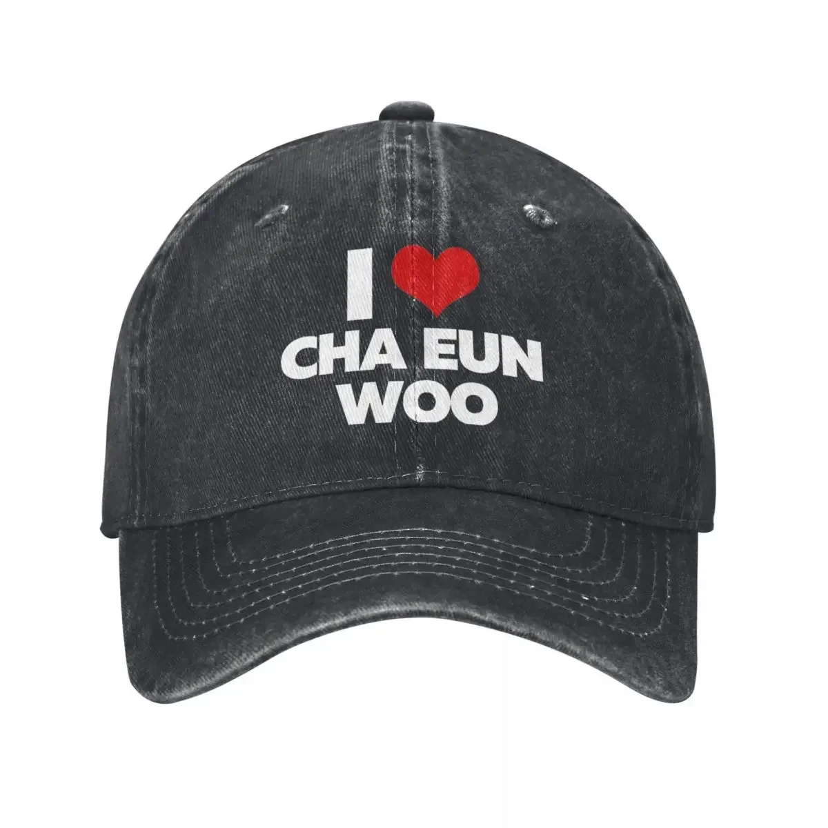 I Love Cha Eun Woo Baseball Caps Vintage Distressed Denim Snapback Hat Unisex Style Outdoor All Seasons Travel Caps Hat