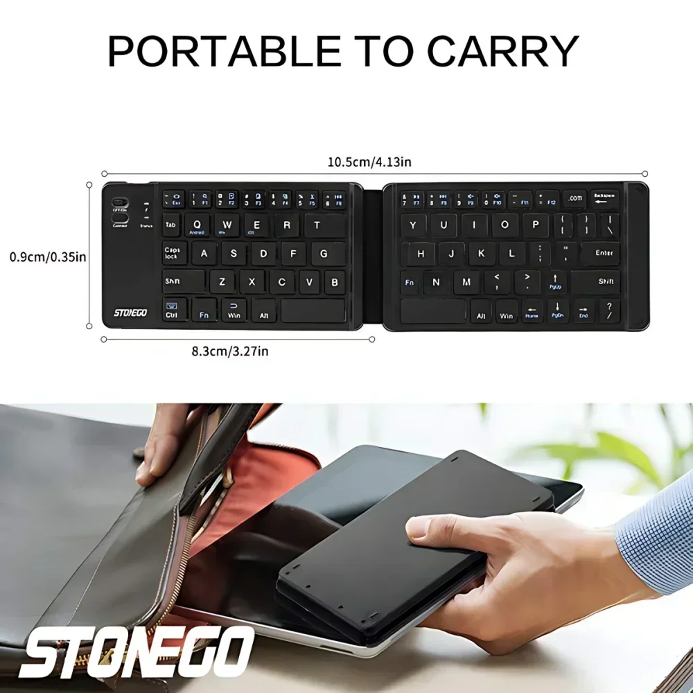 คีย์บอร์ด Bluetooth ไร้สายแบบพับได้ของ Stonego สําหรับแท็บเล็ตและแล็ปท็อปสมาร์ทโฟน Android Windows