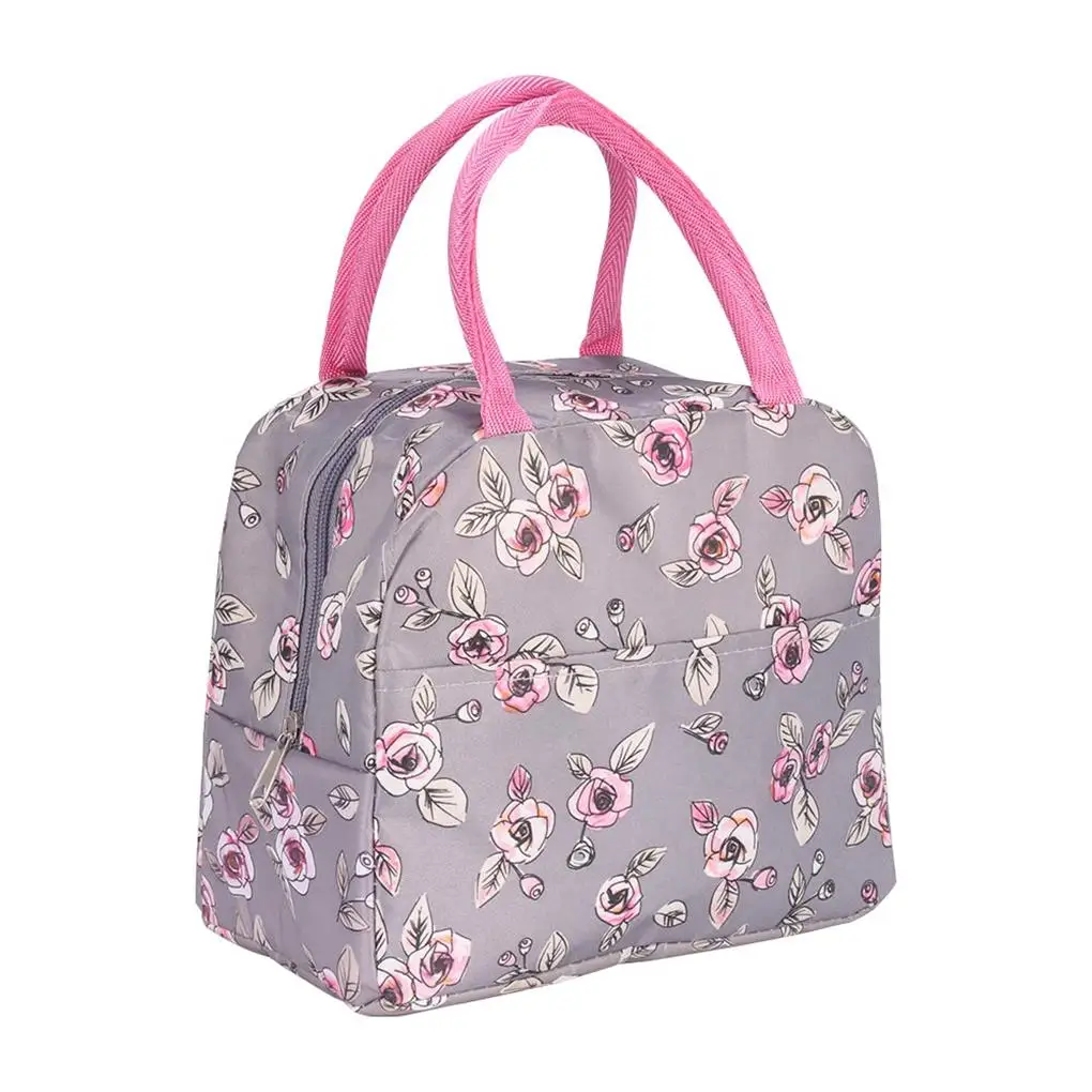 Lunch Bag Rose Pattern Office School Food Storage Bags Carrying Pouches