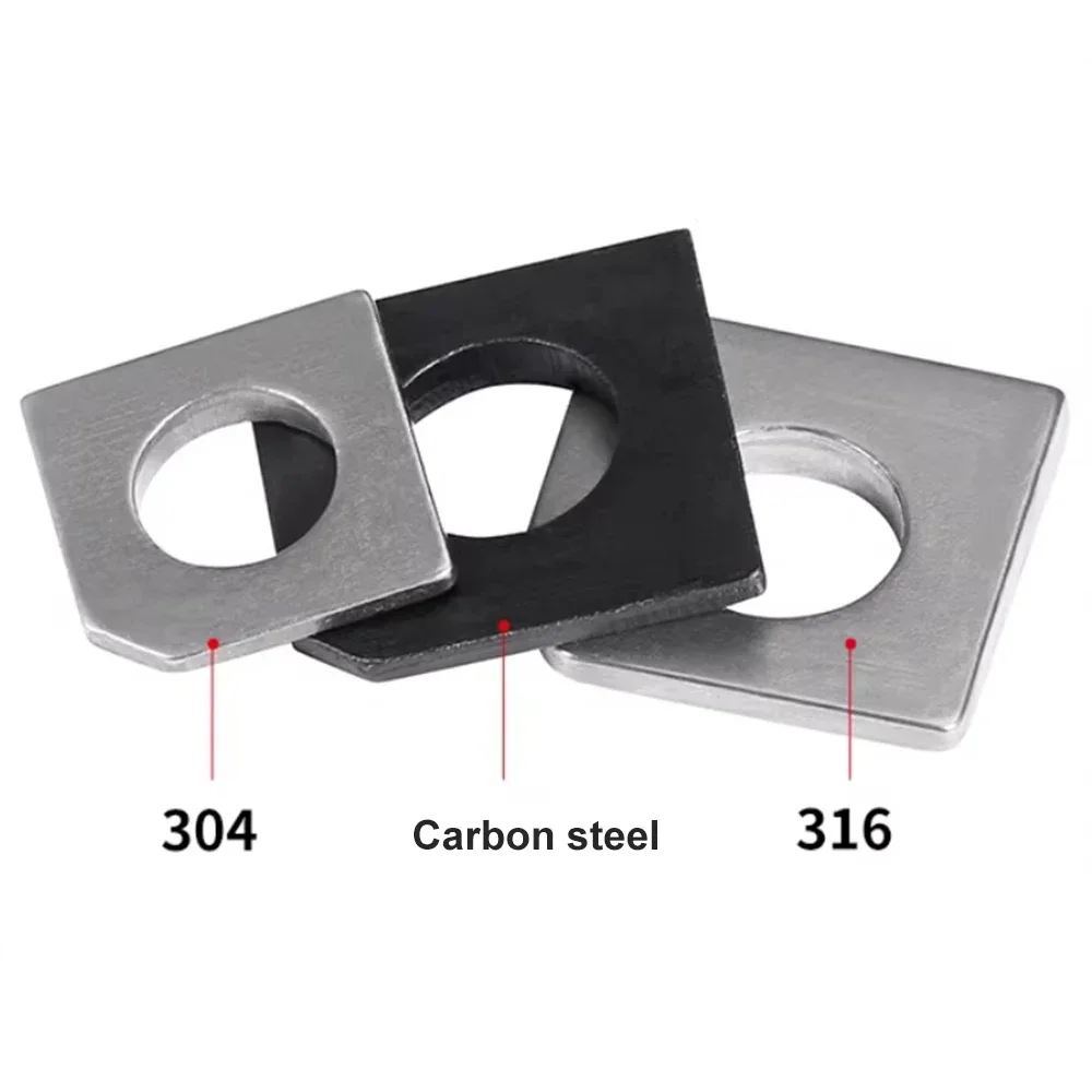 M6 - M36 Notched Square Taper Washer 304/316 Stainless Steel Flat Washer Bevel Gasket for I-beam Channel Steel Connection