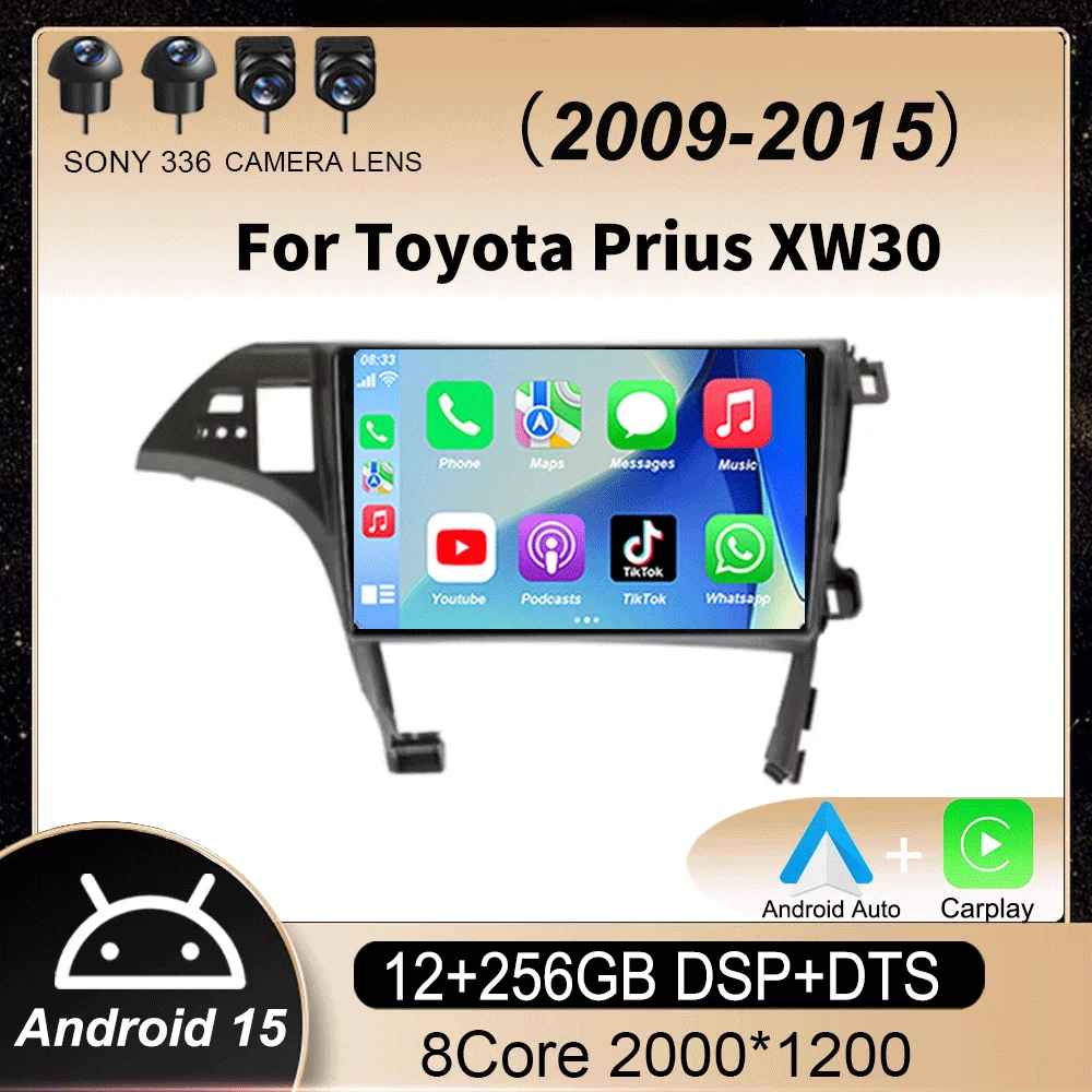 

Автомобильный радиоприемник, мультимедийный плеер для Toyota Prius XW30 2009-2015, Android 14, GPS-навигация, стерео 2 DIN, Авторадио для Carplay, без DVD