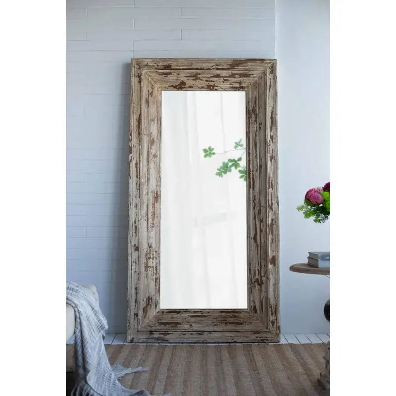 

39" x 3.5" x 75" Full Length Rectangle Mirror with Distressed Wood Frame - Elegant Long Wall Mirror для Home Decor - Stylish