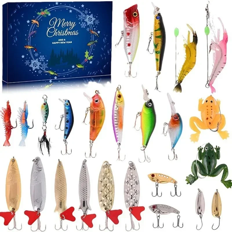 

Creative fishing set Christmas calendar box Fishing Tackle Advent Calendar Fishing Lures Set Fishing Gear Countd Calendar