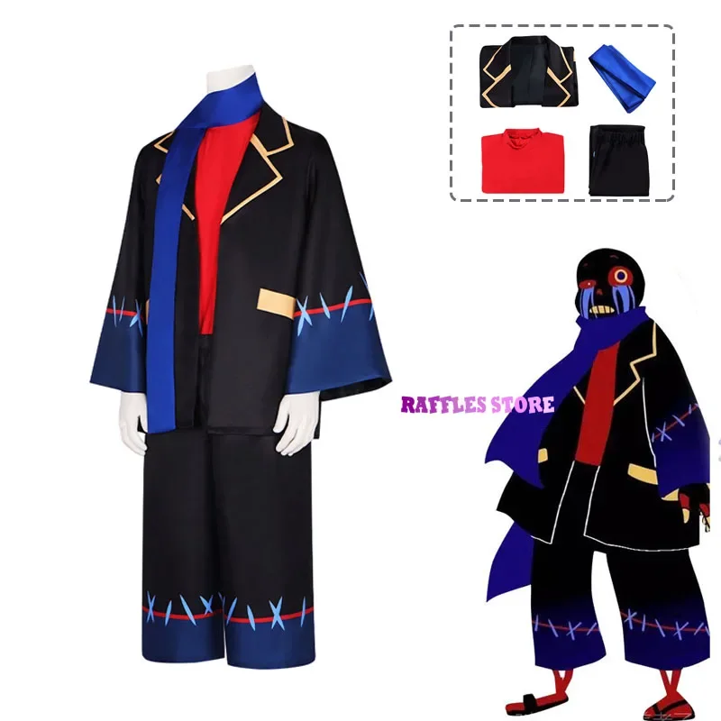 Anime Undertale Error Sans Cosplay Costume Adult Men's Game Set Scarf Halloween Party Uniform Clothing Black Suit Ghost