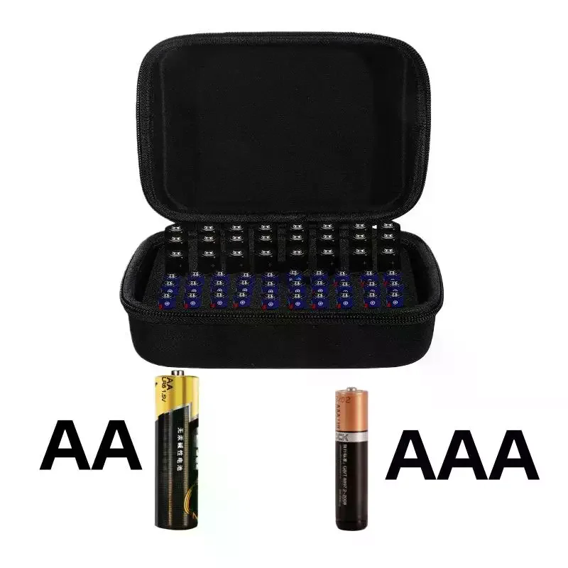 1Pcs Handheld Portable Bag Hard Battery Organizer Storage Box Carrying Case Holds 54 Batteries AA/AAA EVA Storage Bag