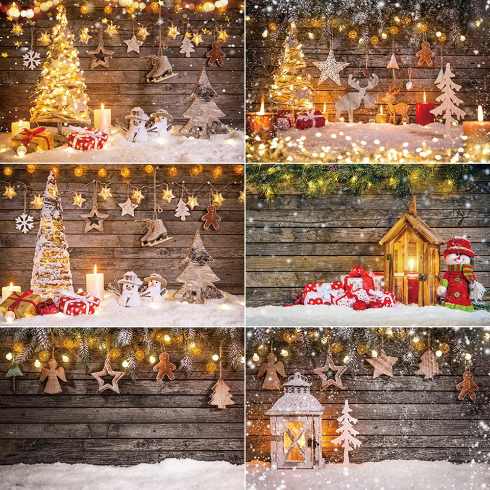 

MOON.QG Christmas Party Background Photography Candle Light Snowman Photozone Backdrop Children Photo Studio Photobooth Props