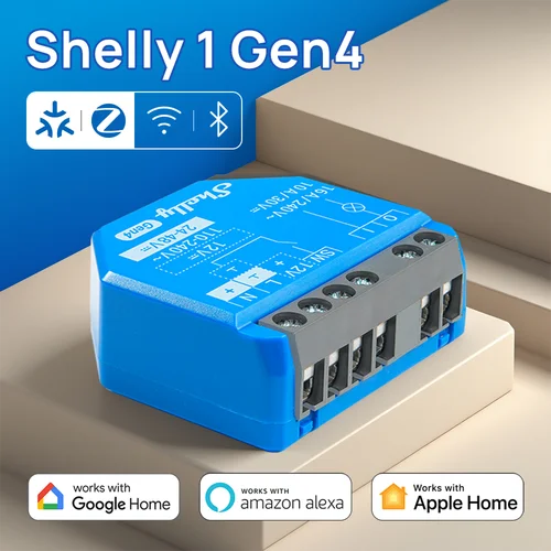 Shelly 1 Gen4 Zigbee contacto seco Wifi interruptor inteligente materia para controlar luces aplicaciones puertas de garaje funciona con Apple Homekit