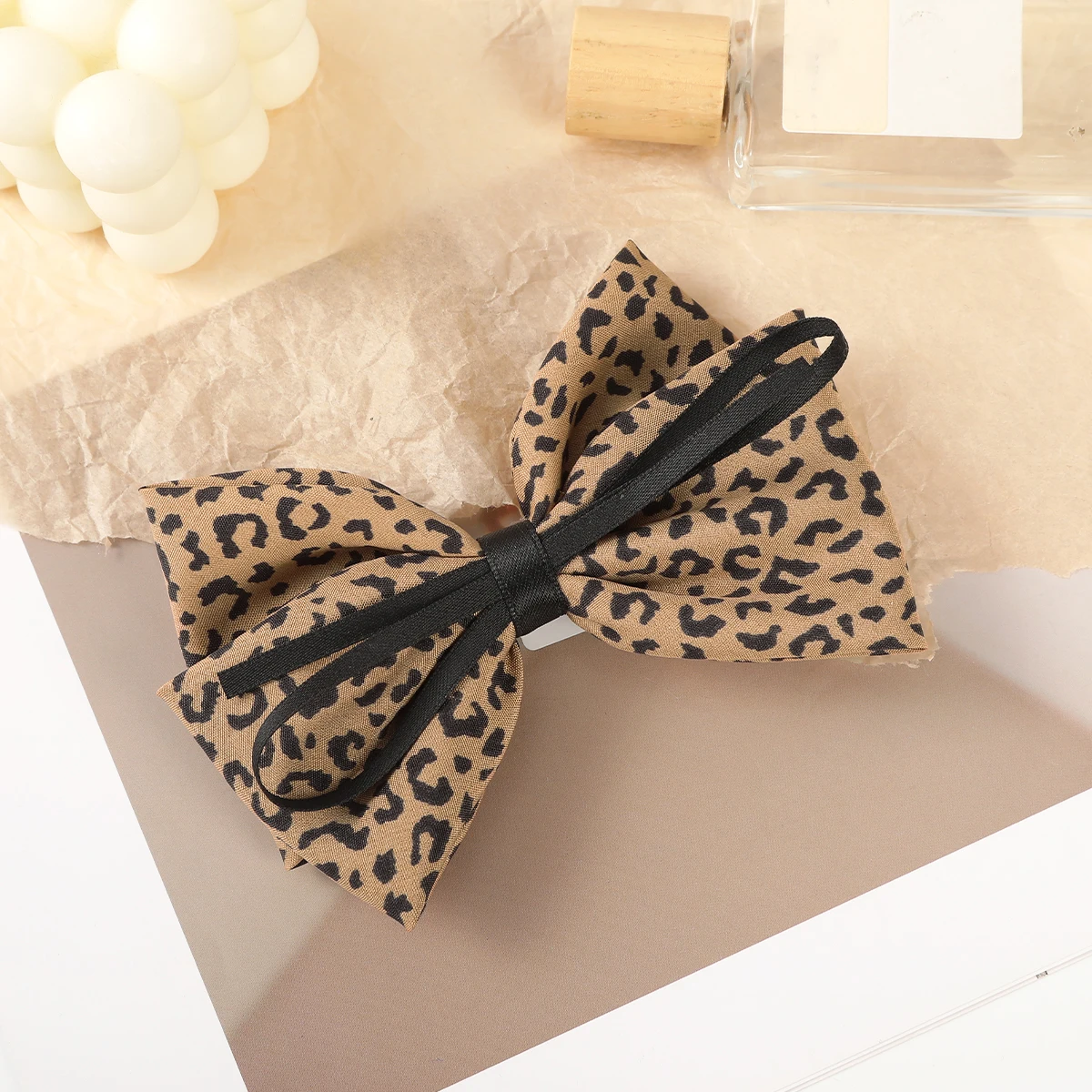 AWAYTR New Fashion Leopard Bow Hair Clip Big Bow Hairpin Spring Clip Barrettes Women Girls Hair Accessories Headwear