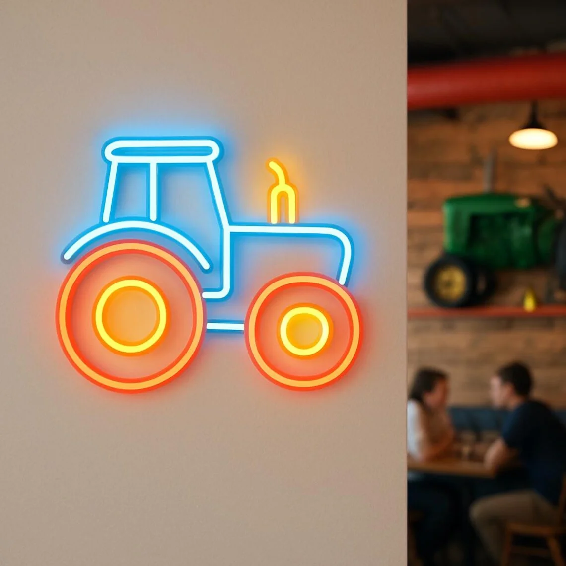 Tractor Neon Sign LED Light Farm Ranch Garage Barn Wall Decor Rustic Agricultural Store Decoration