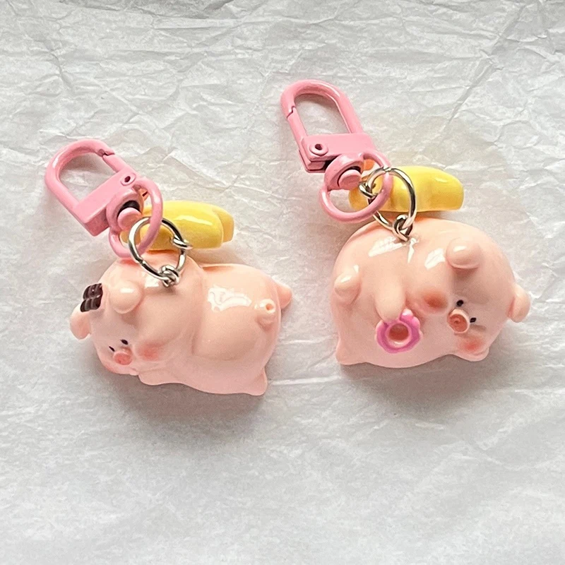 Três dimensões rosa porco chaveiro pingente, animais fofos estrela fivela, Little Pig Model Key Ring, presentes das crianças