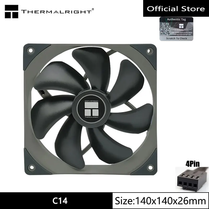 Thermalright-ventilador de refrigeração do computador, modelo tl-c14, 14cm, 4 polegadas, velocidade pwm1500, rolamento s-fdb