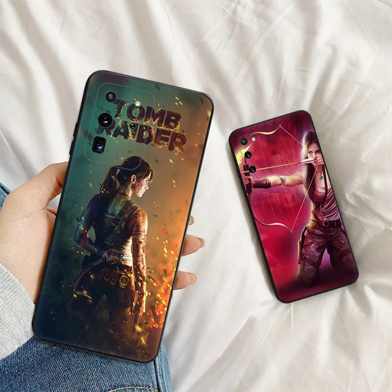 Silicone Black Phone Cases for Samsung Galaxy S23 Ultra 5G S22 S21 S20 FE Plus Note 20 10 9 8 S10 E Lite Tomb Raider Game Cover