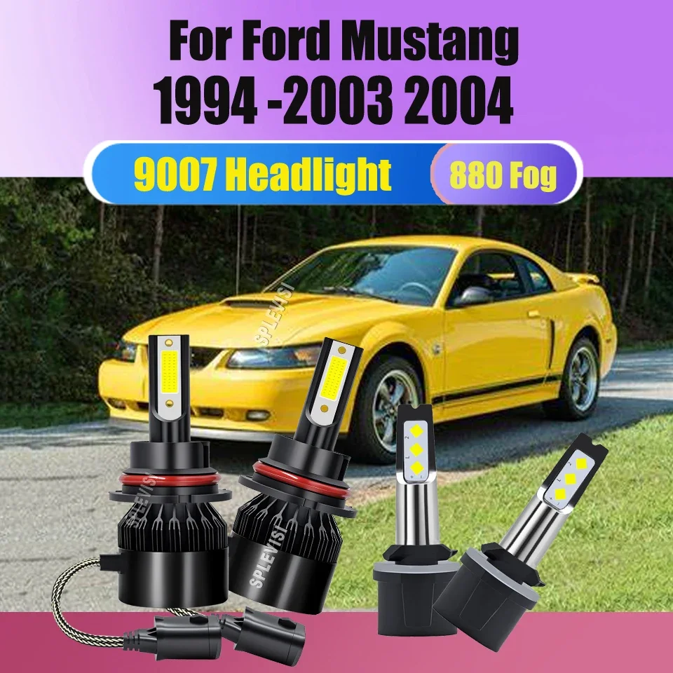 9007 880 LED Headlight Foglamp Lights -Plug and Play 12V Conversion Kit  For Ford Ford Mustang 1999 2000 2001 2002 2003 2004