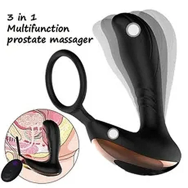 

12 Vibrating Modes Wireless Prostate Massager Anal Vibrator Male Sex Toys with Cock Ring Vibrating Butt Plugs for Men