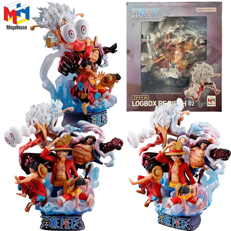 Mega House Genuine Petitrama ONE PIECE Anime Figure LOGBOX RE BIRTH 02 Monkey D. Luffy Action Toys Kids Gift Collectible Model