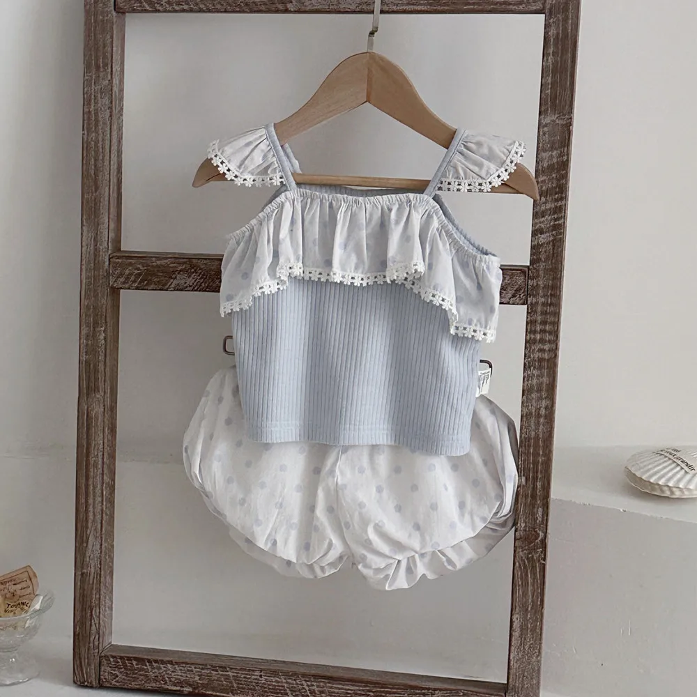 2026 Summer New Baby Girl Sleeveless Clothes Set Infant Girl Cute Dot Print Sling Vest + Shorts 2pcs Suit Toddler Outfits
