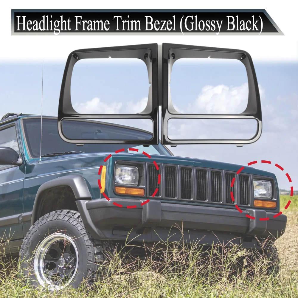 

2PCS Headlight Exterior Frame Trim Bezel for Jeep Cherokee 1998 1999 2000 2001 2002 CH2512165 CH2513165