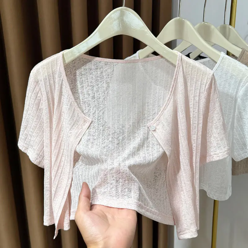 

plus Size Ice Silk oulder awl Women's Outerwear Thin Air Conditioned Cardigan ort Coat for plus Size Women Summer 2025