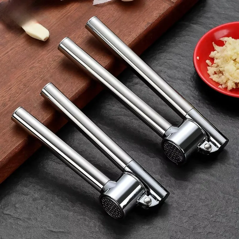 New Stainless Steel Garlic Press Anti-Slip Hand Squeeze Operation Ginger Squeezer Portable Garlic Crusher Kitchen Use