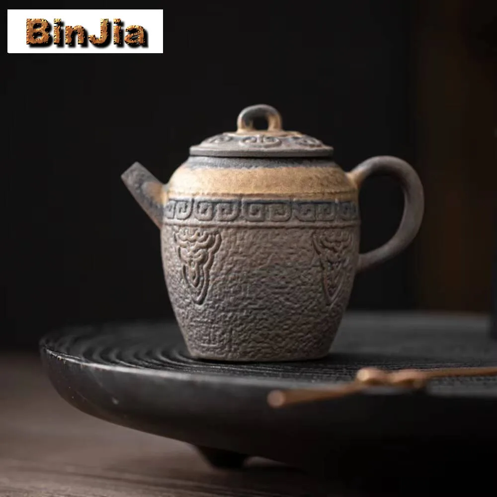 

130 мл ручной работы старый рок-грязевой чайник ретро позолоченный железный глазурованный горшок дзен чайник с заварочным устройством дахунпао посуда украшение