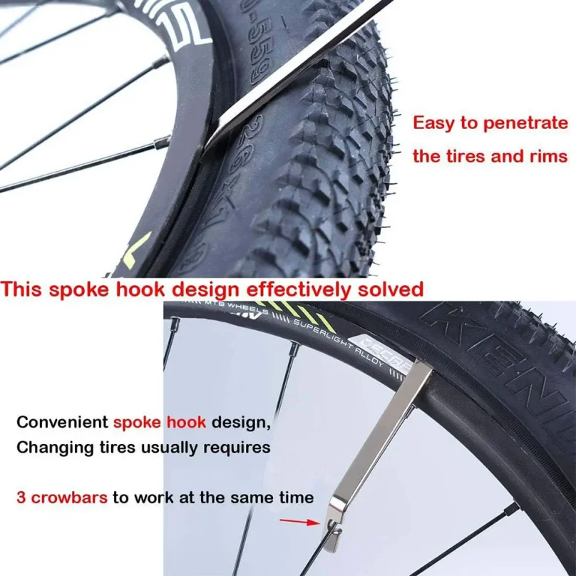 3pc Bicycle Tire Lever Premium Hardened Stainless Steel Levers To Repair Bike Tube Cycling Tire Repair Tool Bicycle Tire Pry Bar view 4