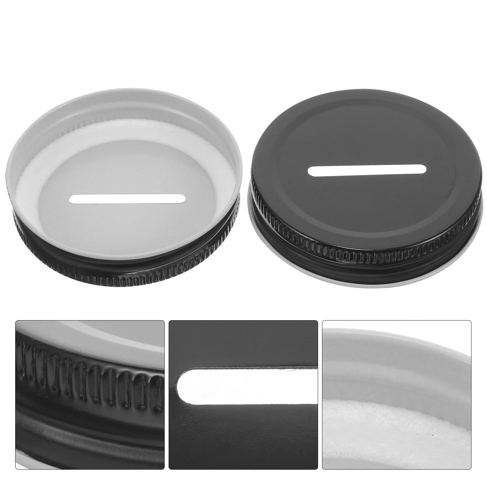 12 Pcs Tinplate Piggy Bank Mason Jar Lids Caps Coin Slot Sealing Canning Cup Covers Bill Convenient